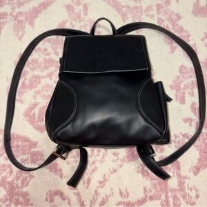 Vintage Cherokee Small Black Leather Backpack Convertible Crossbody Bag